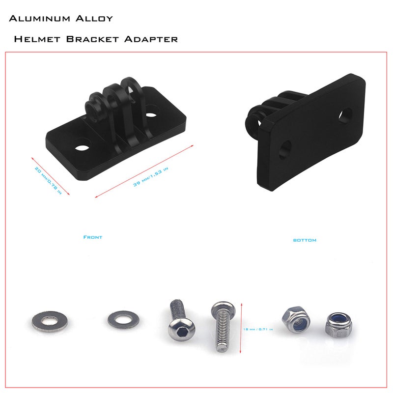 Niewalda Universal Helmet Fixed Mounts, Metal Bracket Adapter, Camera Accessories for GoPro Series Sport Camera/Skydiving Helmet with 1/4" Screw Adapter (Aluminum Alloy) - Image 5